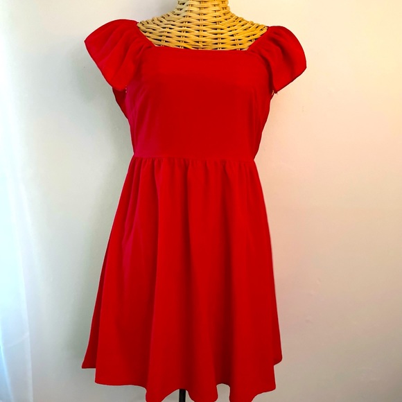 SHEIN Dresses & Skirts - SHEIN size small flutter sleeve red dress